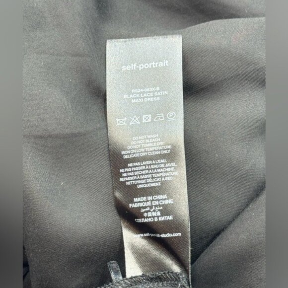 🆕 SELF PORTRAIT 🧿 NWOT Black Lace Satin Maxi Dress, Sz UK 4 / US 0 - Picture 14 of 16